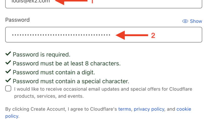 Create cloudflare account