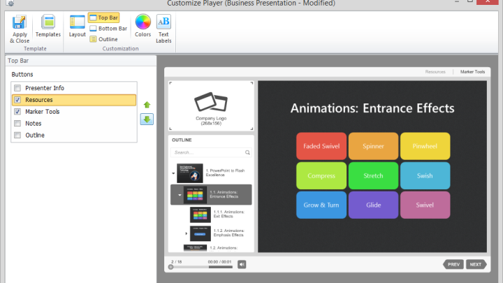 customizing top bar