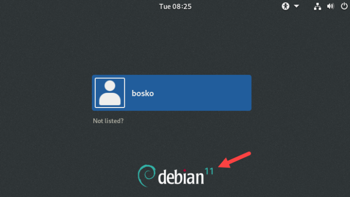 Debian 11 Login Screen