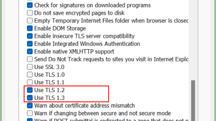 TLS protocol in Windows