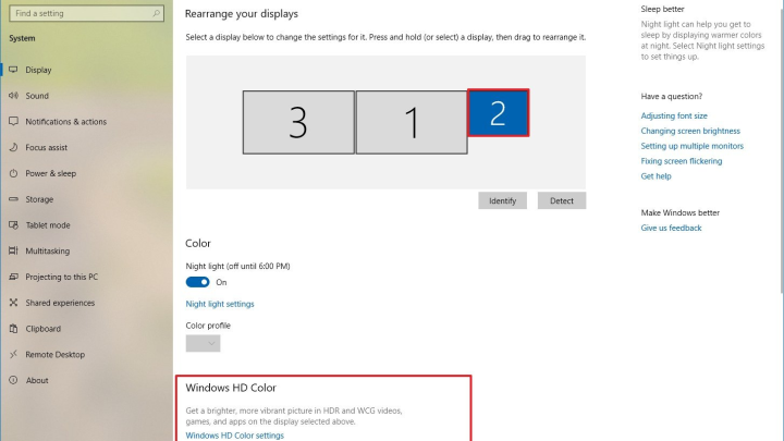 Widnows HDR settings